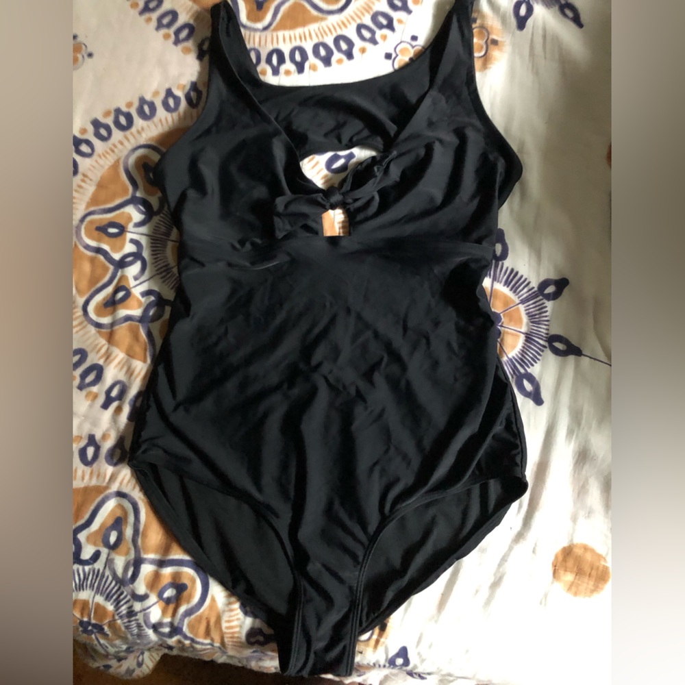 Classic Black One-Piece Swimsuit with Front Twist